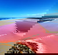 Pink Lake Aerial Flyover from Geraldton - Hotel Accommodation